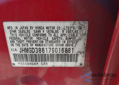 2007 Honda Fit Sport from USA, damaged, VIN JHMGD38617S016881